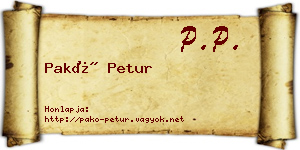 Pakó Petur névjegykártya